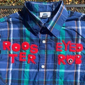 Blue and Green Plaid Rooster Eyed Rob Botton Up Shirt